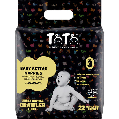 TOTO PREMIUM NAPPIES FOR CRAWLER - SIZE 3 - 88 NAPPIES - 6 TO 11KG