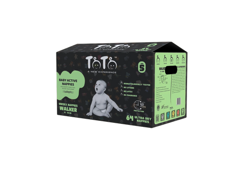 TOTO PREMIUM NAPPIES FOR WALKER - SIZE 5 - 64 NAPPIES - 13 TO 18KG