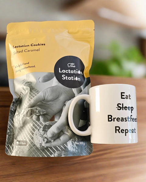 Lactation Cookies with coffee mug