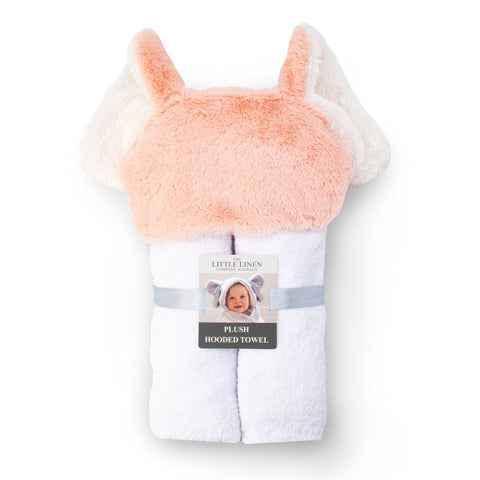 TLITTLE LINEN PLUSH HOODED TOWEL SOFT PINK