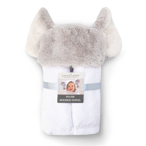 TLITTLE LINEN PLUSH HOODED TOWEL SOFT GREY