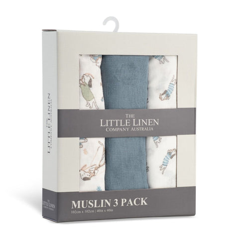 LITTLE LINEN MUSLIN WRAP 3PK - BARKLIFE DOG