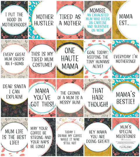 Dark Floral Mum Milestone Cards