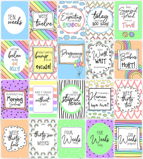 Rainbow Baby Pregnancy Milestone Cards