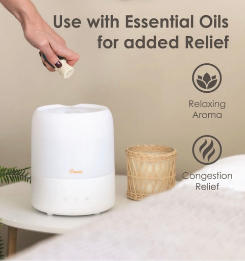 Crane 3 in 1 Cool Mist Humidifier, Aroma Diffuser & Sleep Support Light – 1.9L