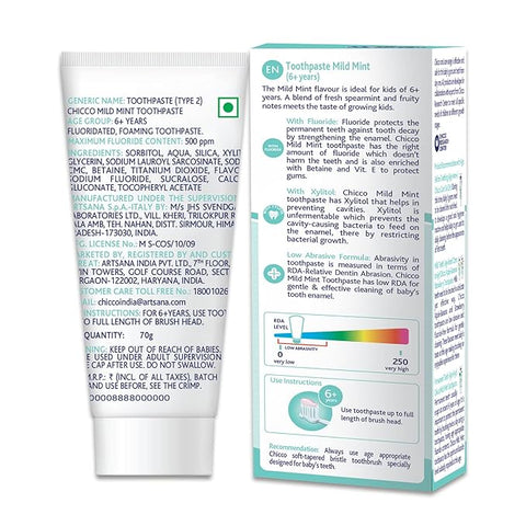 Chicco Mild Mint Flavour 6Y+ Kids, Preservative Free Toothpaste  (70 g)