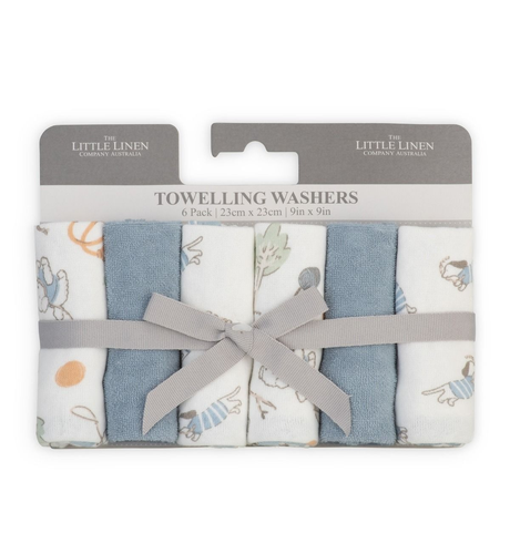 LITTLE LINEN TOWELLING WASHER 6PK - FACE WASH CLOTH