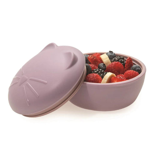 Melii Silicone Animal Bowl with Lid & Utensils-cat