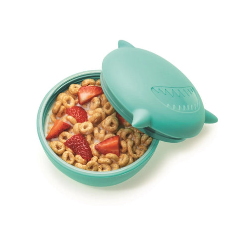 Melii Silicone Animal Bowl with Lid & Utensils-shark