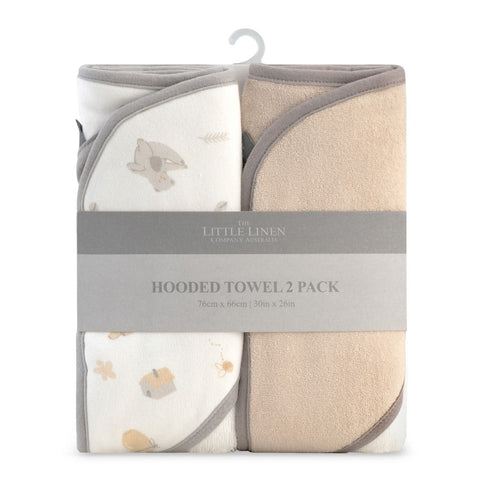 LITTLE LINEN HOODED TOWEL 2PK - NECTAR BEAR