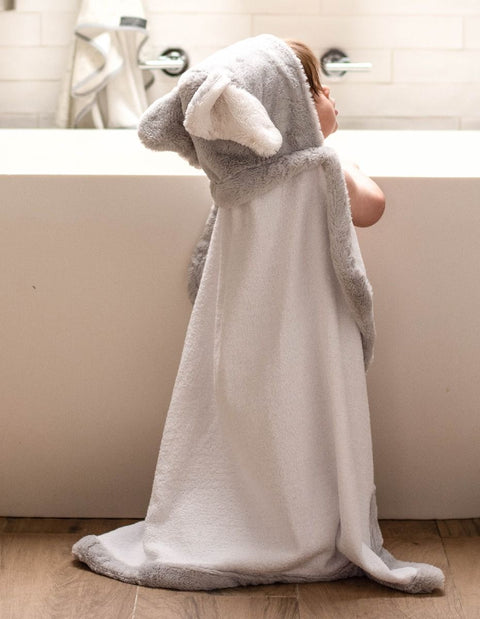 TLITTLE LINEN PLUSH HOODED TOWEL SOFT GREY