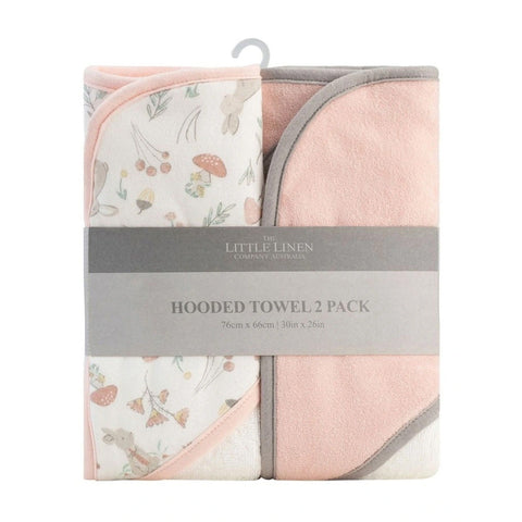 LITTLE LINEN HOODED TOWEL 2PK - HARVEST BUNNY