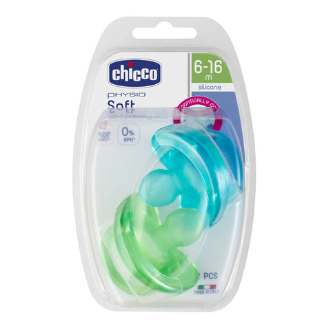 Physio Soft Soother 6-16m 2pk - Teal/Green