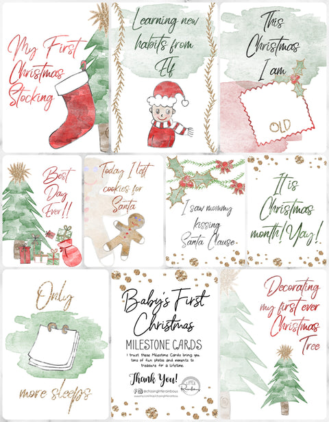 Baby’s First Christmas Milestone Cards